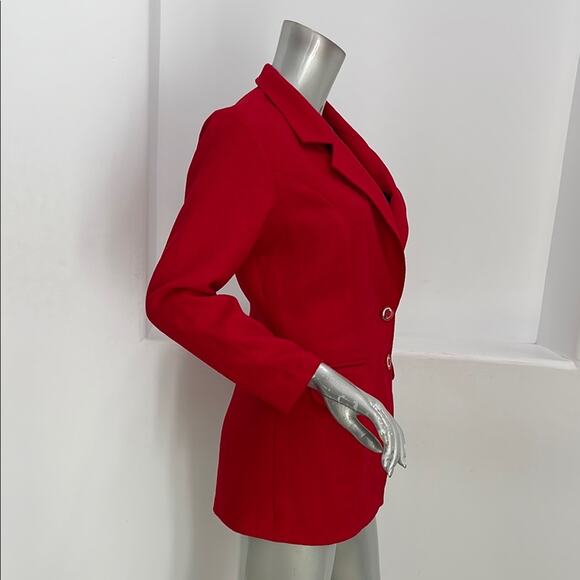 Unbranded Vintage Women’s Red Blazer Designer Button Front Closure and at Cuffs - Picture 4 of 16